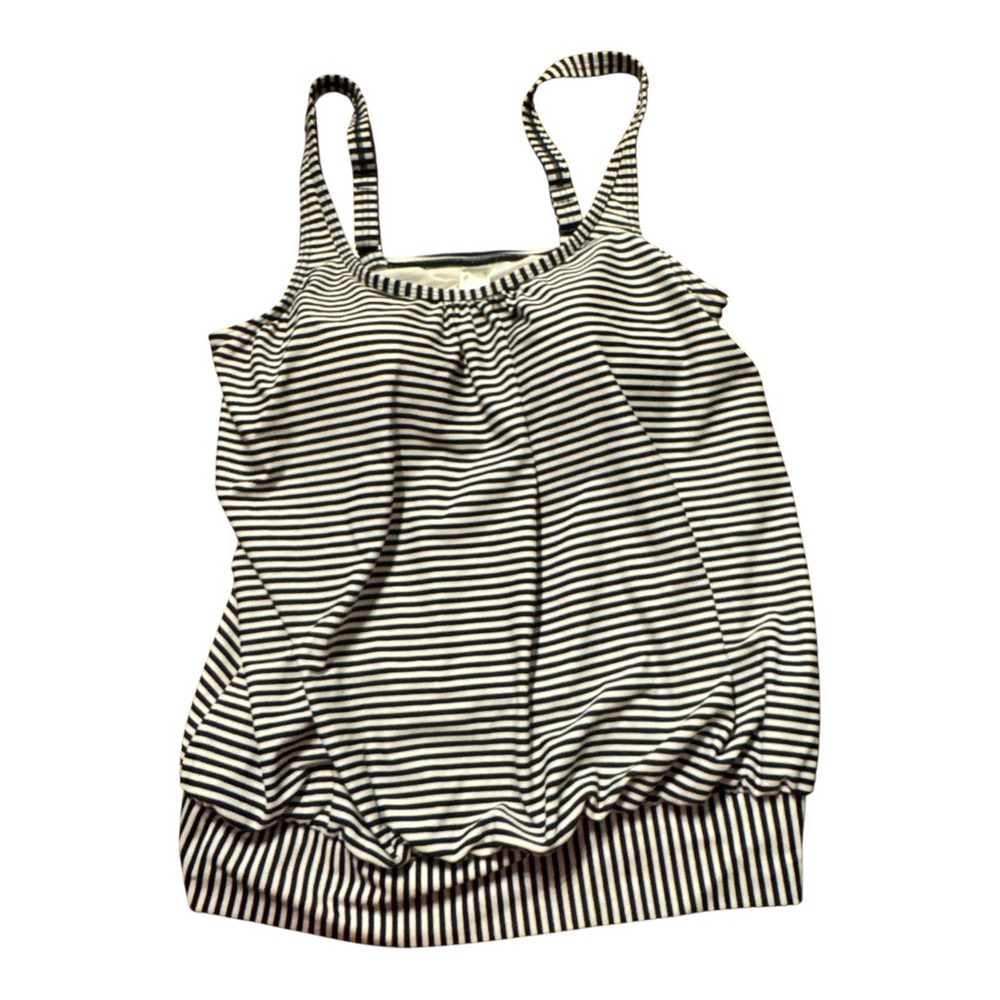 Striped navy and White‎ Women's swim top